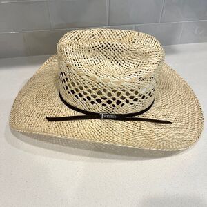 Twister Men’s 2-Cord Chocolate Band Ivory Tan Twisted Weave Straw Cowboy Hat